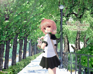 Girl brown hair park lamppost - dress holding free wallpaper
