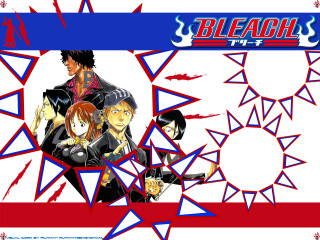 Anime group blue red background - triangle free wallpaper