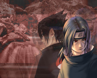 Anime couple waterfall uchiha sasuke - visual art free wallpaper