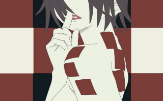 Black hair portrait red checkered - black hair free wallpaper