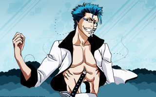 Blue haired man sword black - a black jacket free wallpaper