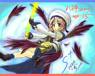 Aya goda flying wings anime - a sky background behind her free wallpaper