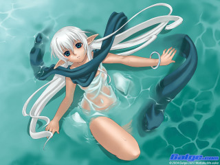 Floating elf woman anime fantasy - a scarf free wallpaper