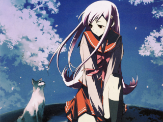 Girl cat hanami spring sky - neo free wallpaper