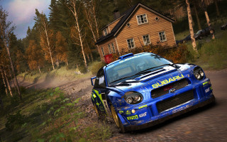 Rally car dirt road house - a red flag free wallpaper