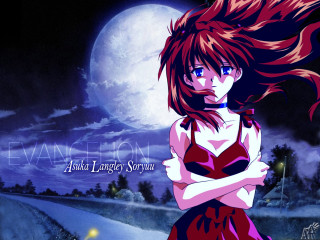 Girl fullmoon road blueeyes brownhair - a full moon in the background free wallpaper