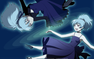 Anime couple blue dresses hologram - blue dress free wallpaper