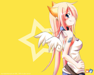 Pink cat angel wings star - her chest free wallpaper