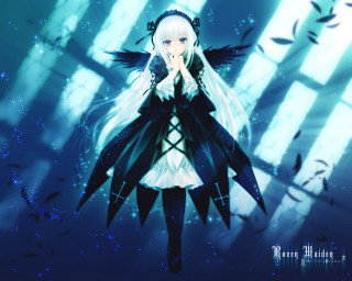 White haired anime gothic wings - a white hair free wallpaper