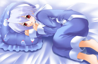 Anime girl bed white hair - anime girl free wallpaper
