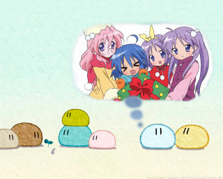 Anime girls blue background christmas - anime free wallpaper