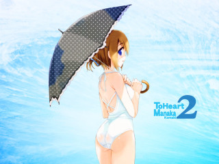 Woman bikini umbrella water blue - an umbrella free wallpaper
