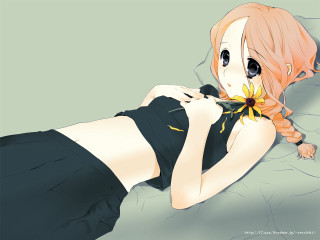 Girl flower braid laying anime - a flower free wallpaper
