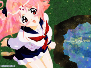 Anime girl pink hair umbrella - space art free wallpaper for desktop