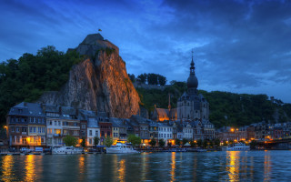 City mountain water nighttime scenery - heidelberg school free wallpaper