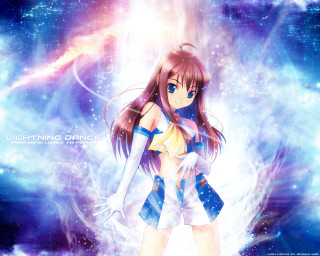 Anime girl blue background stars - a white light free wallpaper