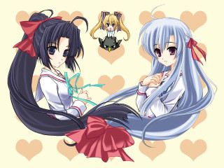 Anime girls long hair bows 2 - long hair and bows free wallpaper for desktop