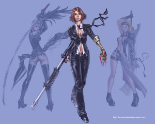 Woman suit knife sword cybernetics - two other woman free wallpaper
