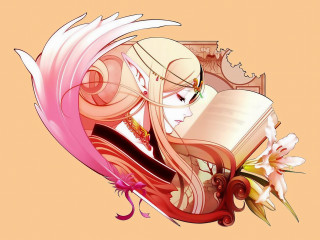 Woman reading book flower angel - a book free wallpaper