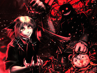Demon clock gothic anime girls - his arm free wallpaper for desktop