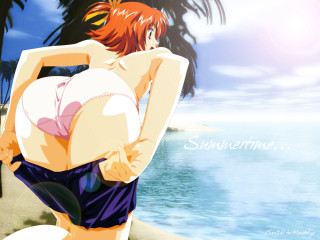 Beach palm sky orange hair - summer free wallpaper