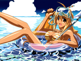 Woman bikini surfboard water anime - a spear free wallpaper