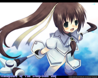 Anime girl sword sky clouds - long hair and a sword free wallpaper for desktop
