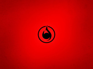 Red background black flame torii - a black circle free wallpaper