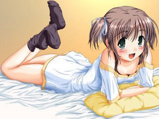 Chizuko yoshida anime bed lying - her leg up free wallpaper