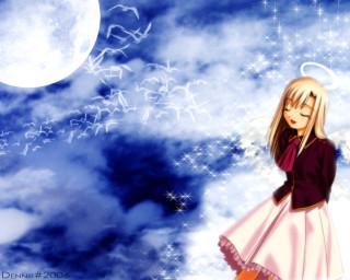 Girl fullmoon stars wings angel - star and a star free wallpaper