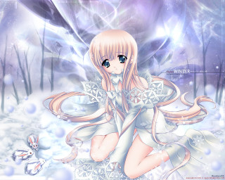 Anime girl snow bunny white - nearby free wallpaper for desktop