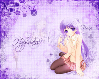 Girl purple flowers portrait sitting - a purple hair free wallpaper