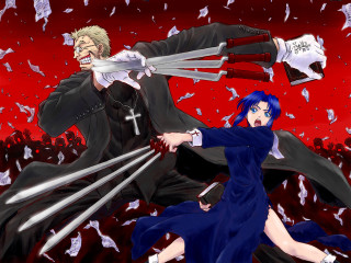 Anime couple swords cross red - a cross free wallpaper