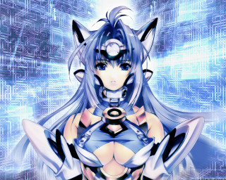 Futuristic woman cybernetics blue eyes - a futuristic design free wallpaper