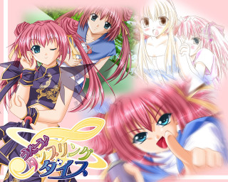 Anime girls pink hair blue 15 - a white frame free wallpaper