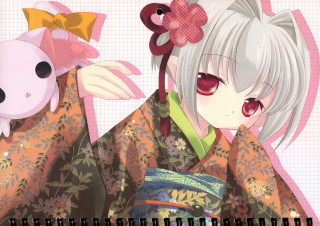 Kimono flower girl yayoi pink - stuffed free wallpaper for desktop