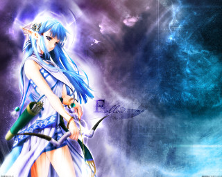 Anime girl blue hair sword - epic fantasy free wallpaper for desktop