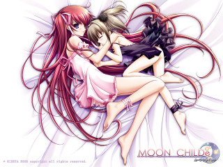 Moon child gothic anime girls - a bed together free wallpaper for desktop