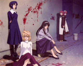 Group blood standwoman 5girls tsukihime - the wall behind them free wallpaper