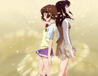 Anime girls beach bubbles starburst - bubble free wallpaper for desktop