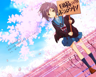 Girl sign pink flowers anime - a girl holding free wallpaper
