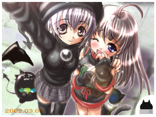 Anime girls bats black hair - a bat free wallpaper