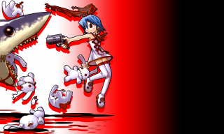 Woman guns shark blood bluehair - a shark free wallpaper