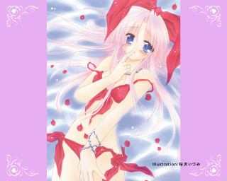 Girl bikini red hat anime - a girl in a bikini free wallpaper