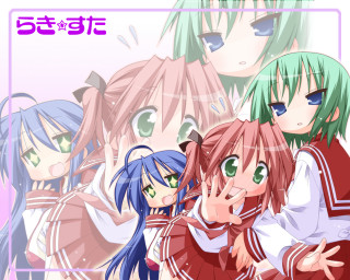 Anime girls green eyes school - the middle free wallpaper