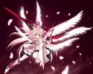 Angel wings white haired sword - white hair free wallpaper