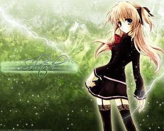 Anime girl blonde black dress - lightning free wallpaper