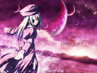 Girl purple dress moonlight stars - a moon in the background free wallpaper for desktop