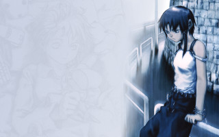 Girl doorway brick wall drawing - a brick wall behind her free wallpaper