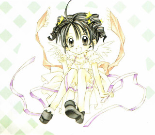 Girl butterfly ribbon checkered manga - tablecloth free wallpaper